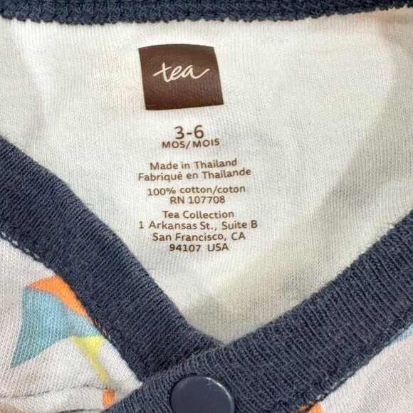 Tea Collection Baby Footed Pajamas 3-6 Months Geometric Triangle Print 100% Cott - Picture 3 of 5
